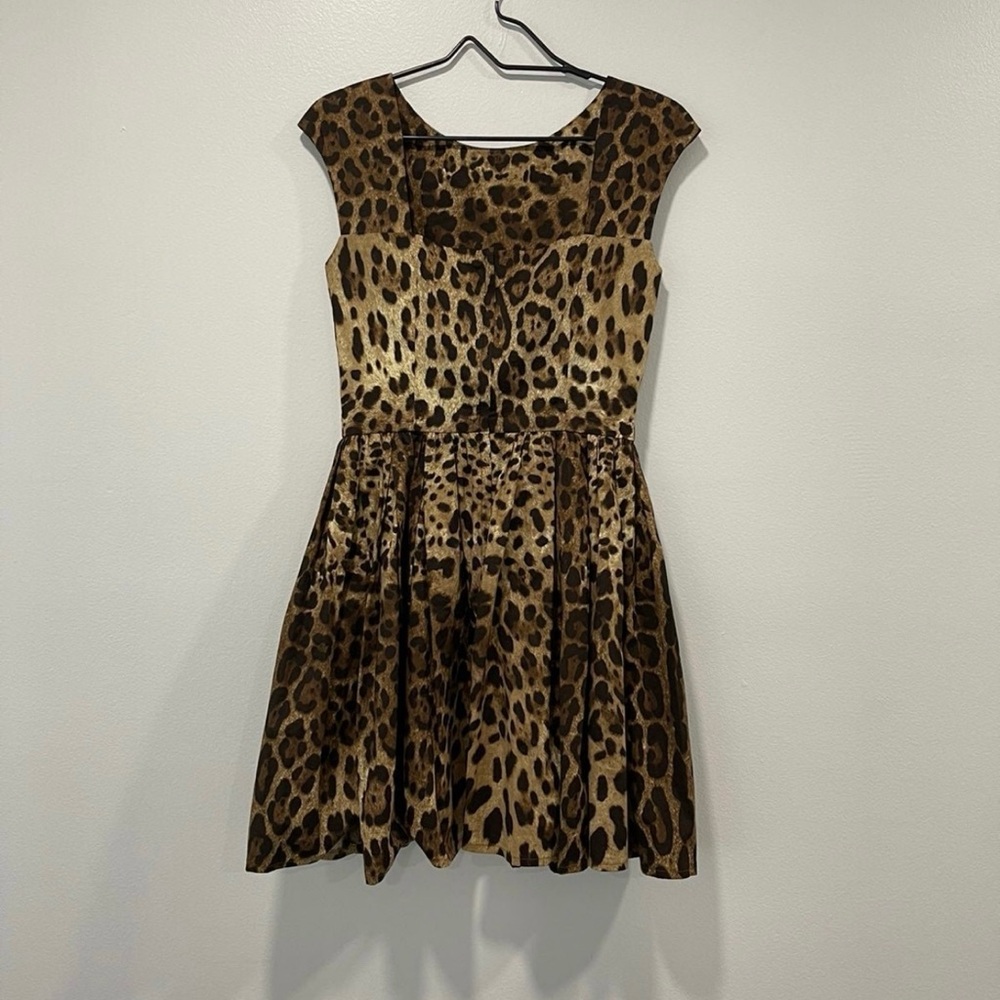 Dolce & Gabbana Brown Tan Pleated Mini Dress
